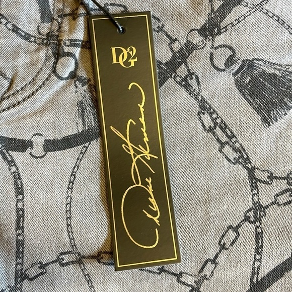 DG2 jeans sz 12 grey/black tassel print front zip NWT - Picture 3 of 7